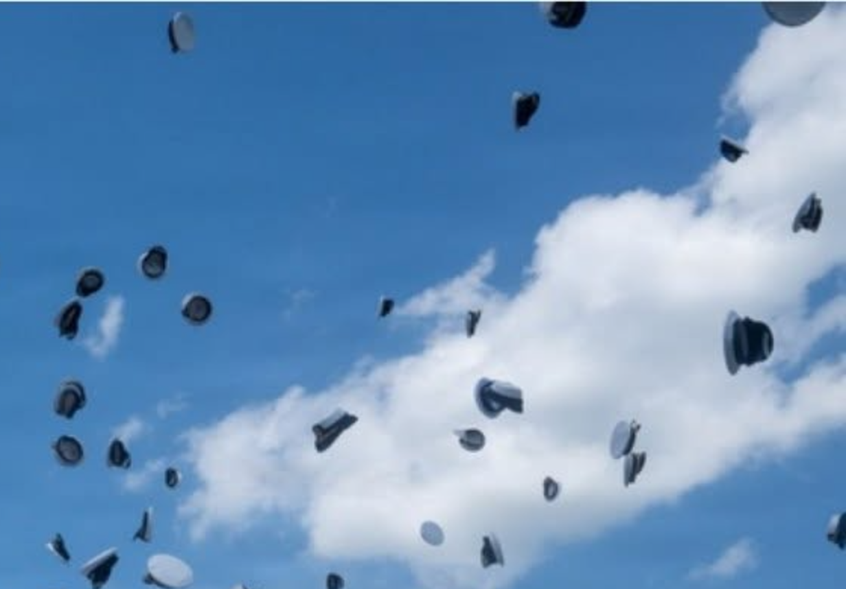 Graduation hat toss